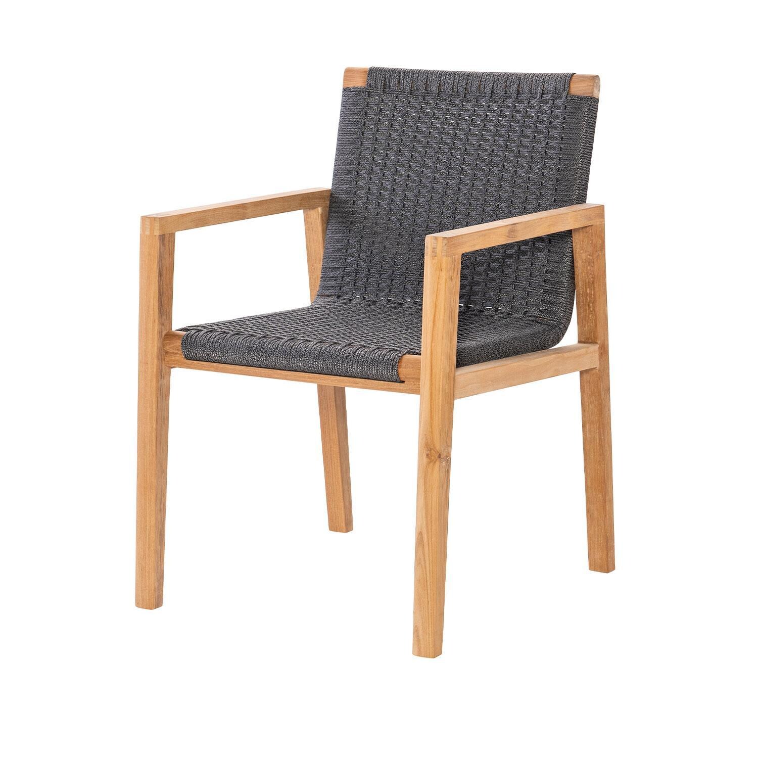 Admiral Rope Dining Chair in Charcoal Grey By Royal Teak Collection - Left Angle - White Background thumbnail