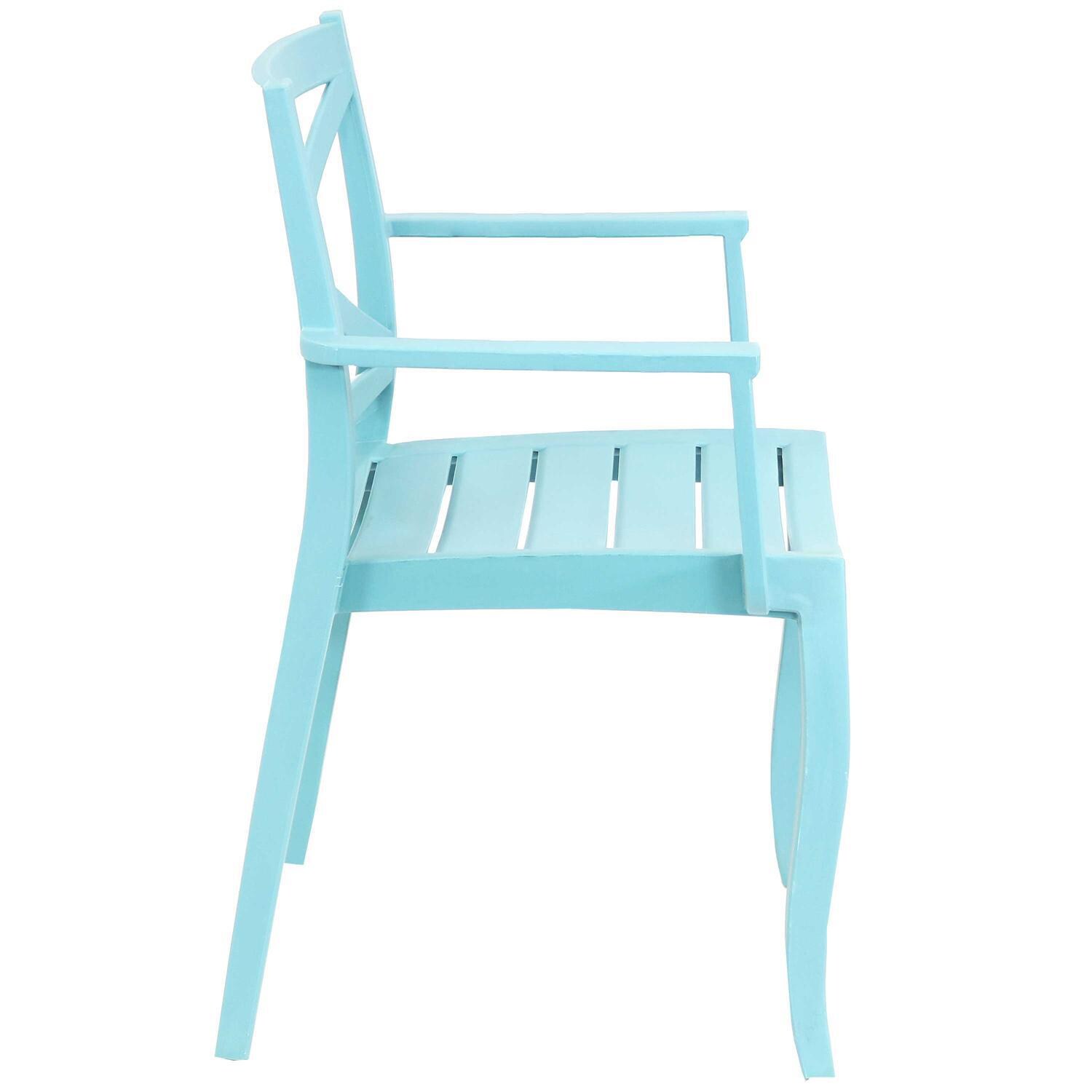 Ultimate Patio Plastic Outdoor Arm Chair - Spring Blue - Side View thumbnail