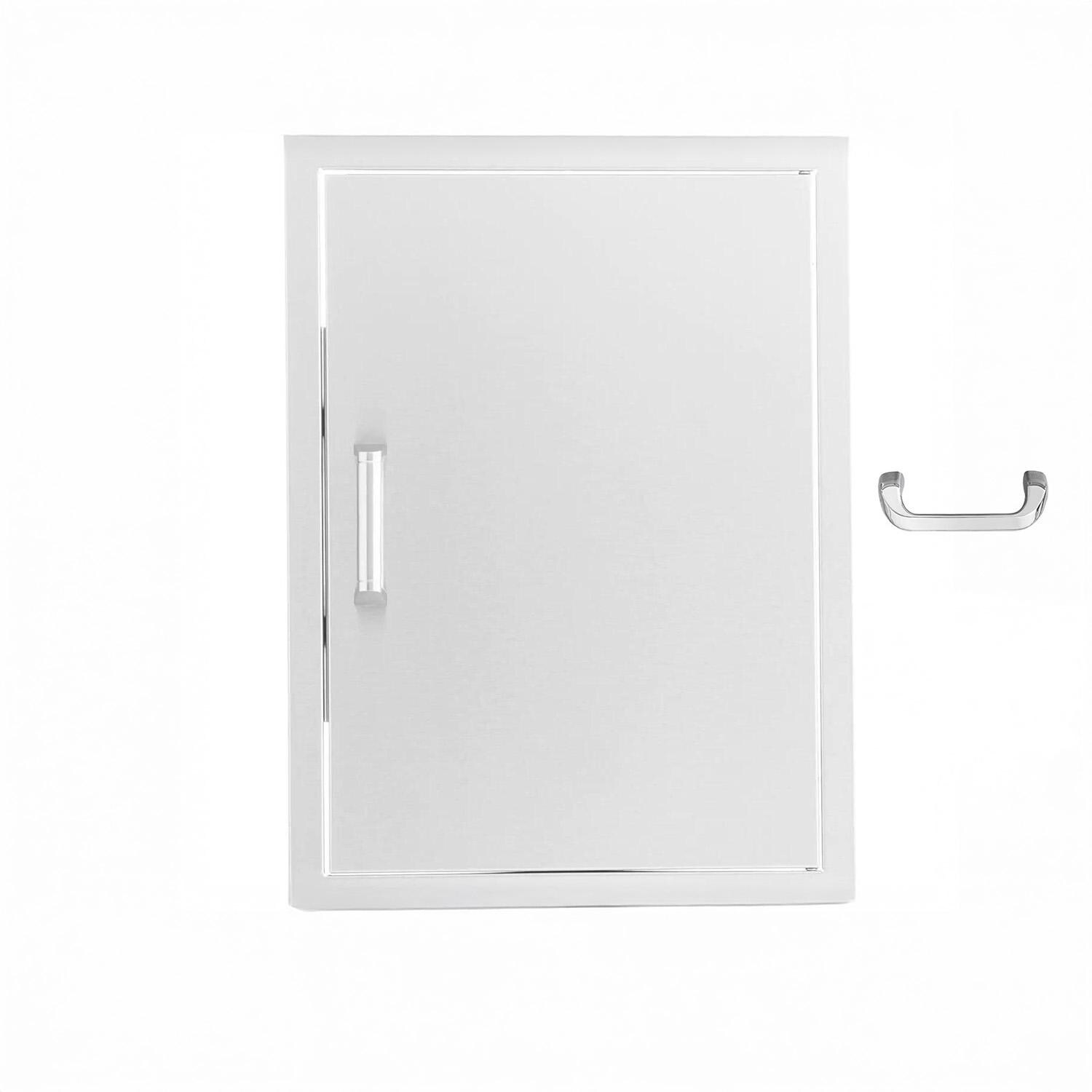BBQGuys Signature 21-in Stainless Steel Reversible Single Access Door - Included Handles - White Background thumbnail