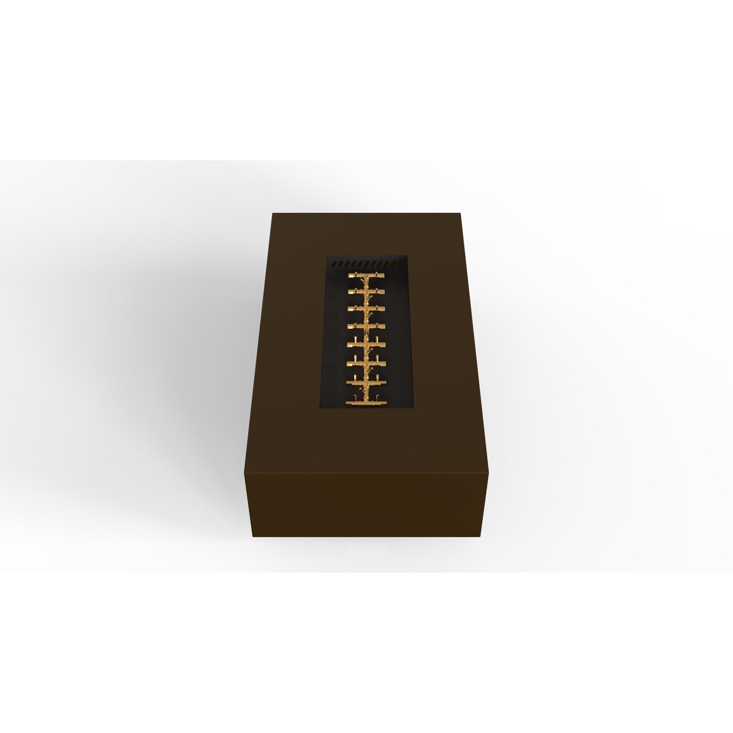 AON 60 x 34 Inch Rectangular Powder Coated Steel Natural Gas Fire Pit Table in Bronze By Warming Trends - Top Angled View - White Background thumbnail