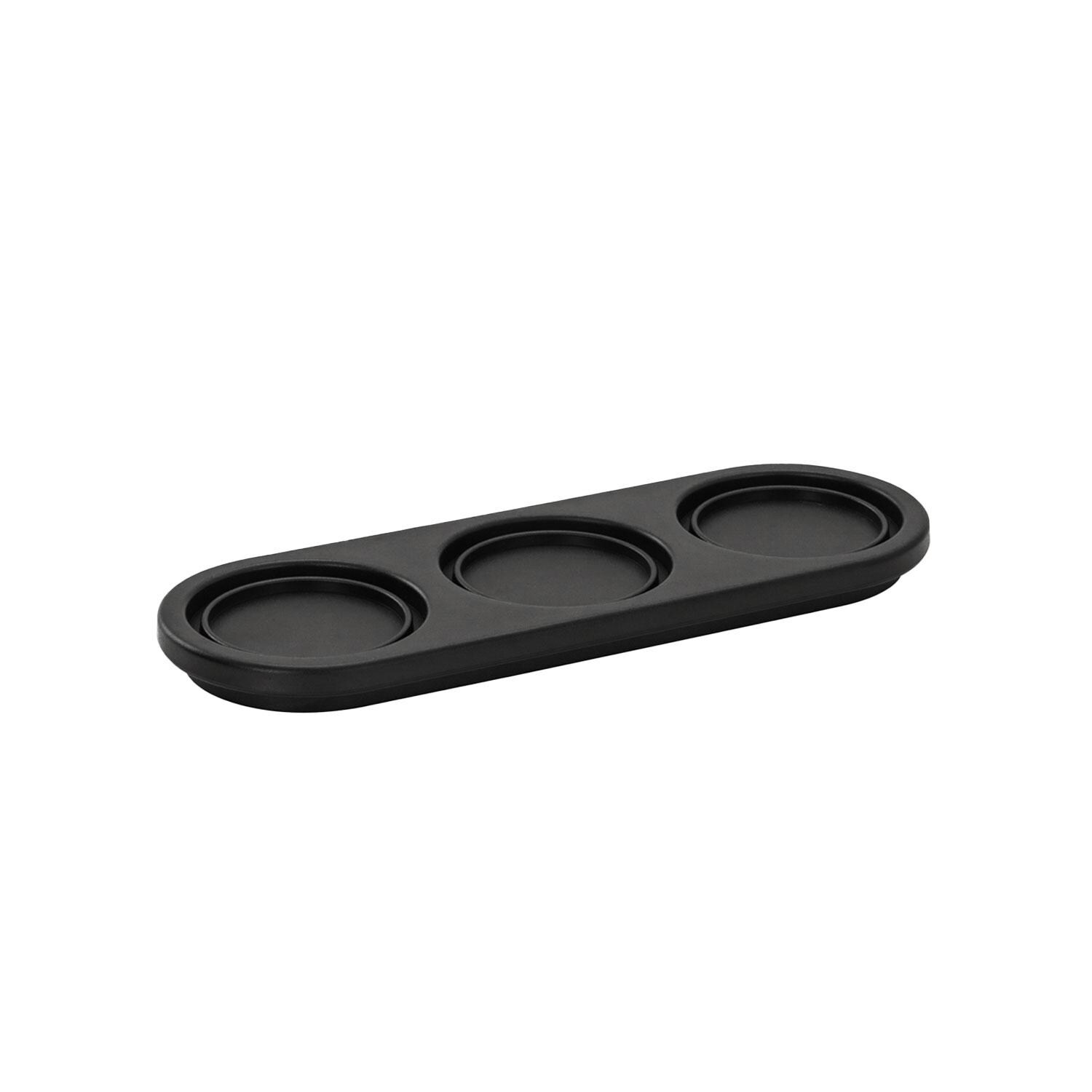 FinaMill FMA102-1BLK Black Trio Stackable Tray - Angled - White Background thumbnail