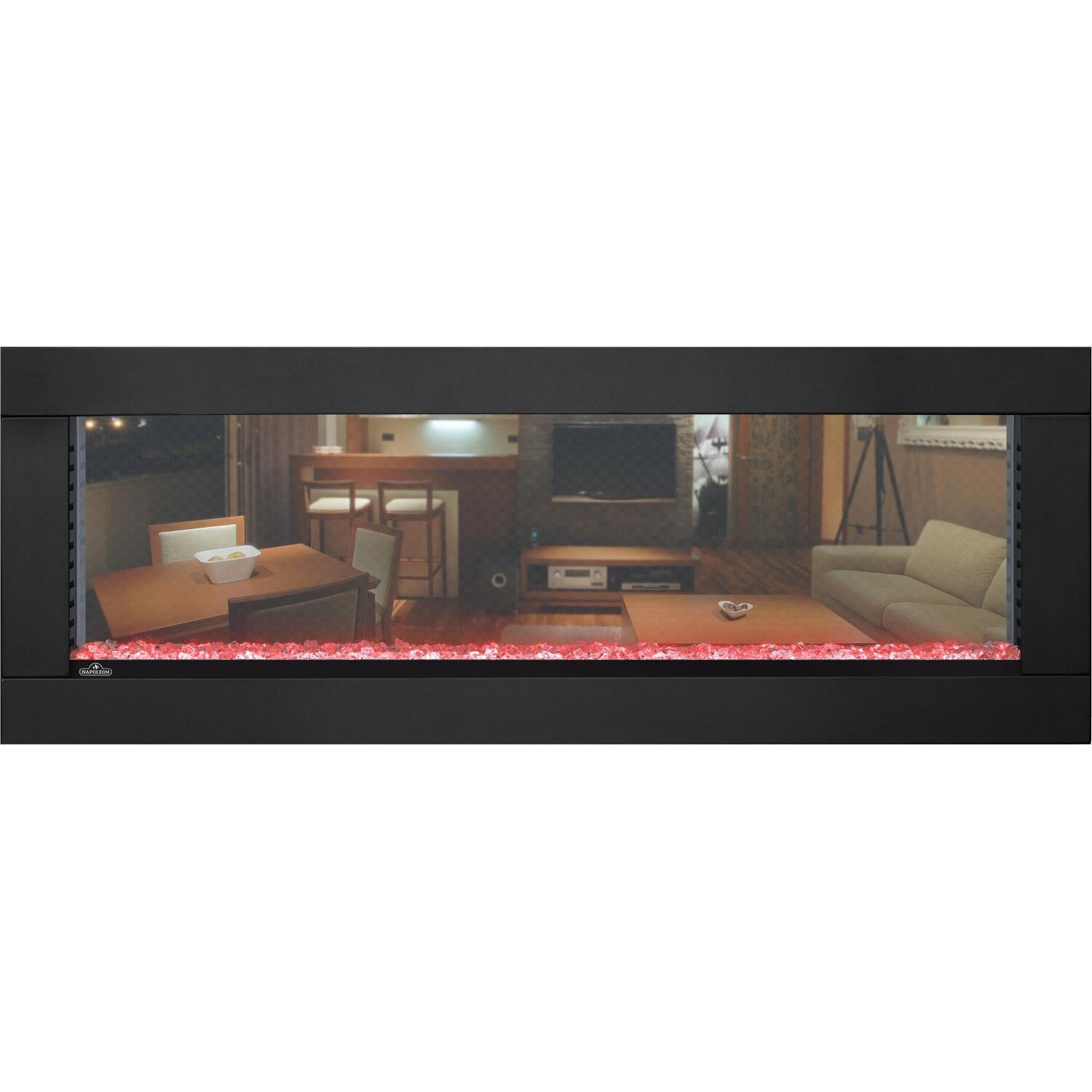 Napoleon NEFBD50H  NEFBD50H-DTRM CLEARion See-Thru Built-In Electric Fireplace - Black Surround - Red Crystal Bed - No Flames thumbnail