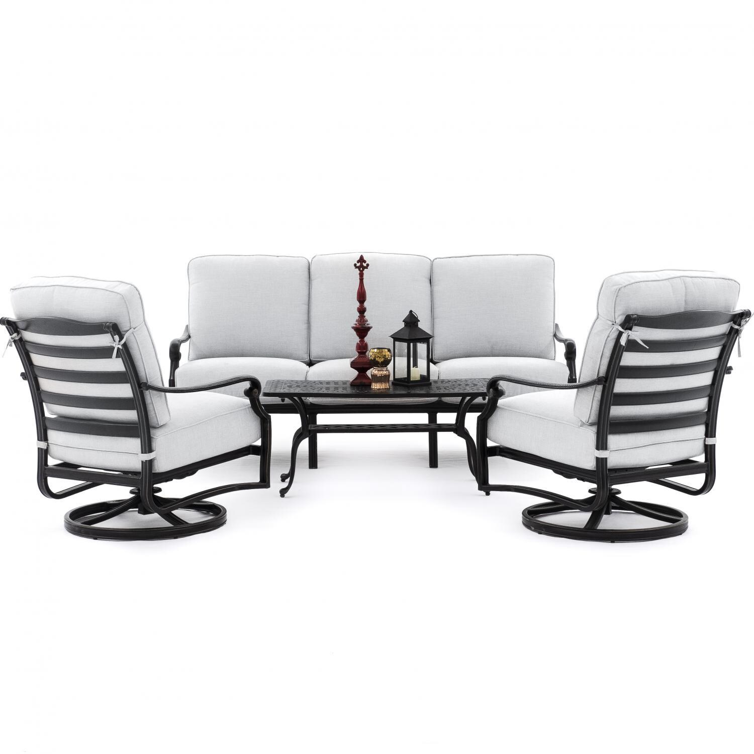 Du Monde 4 Piece Cast Aluminum Outdoor Conversation Set W ...