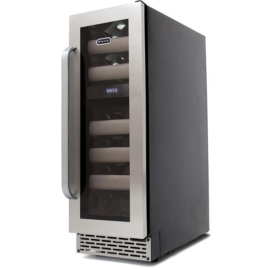 Whynter Elite Bottle Steel Door Dual Zone Built In Wine Refrigerator: Angled View thumbnail