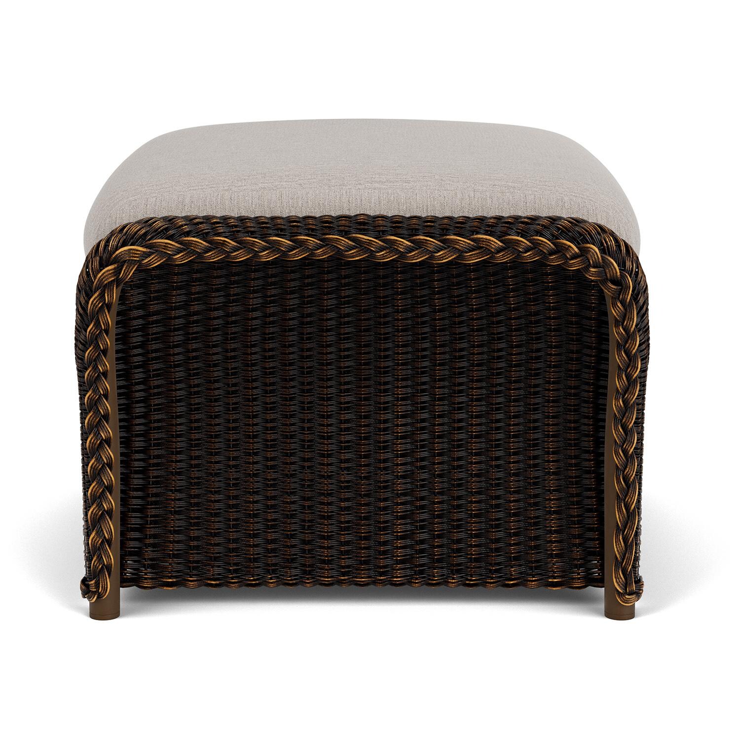 Lloyd Flanders Weekend Retreat Woven Ottoman in Mink Finish W/ Remy Cloud Fabric - Side thumbnail