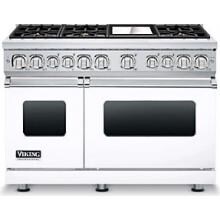 Viking Professional 7 Series 48-Inch 6 Burner Propane Gas Dual Fuel Range With Griddle - White - VDR7486GWHLP image