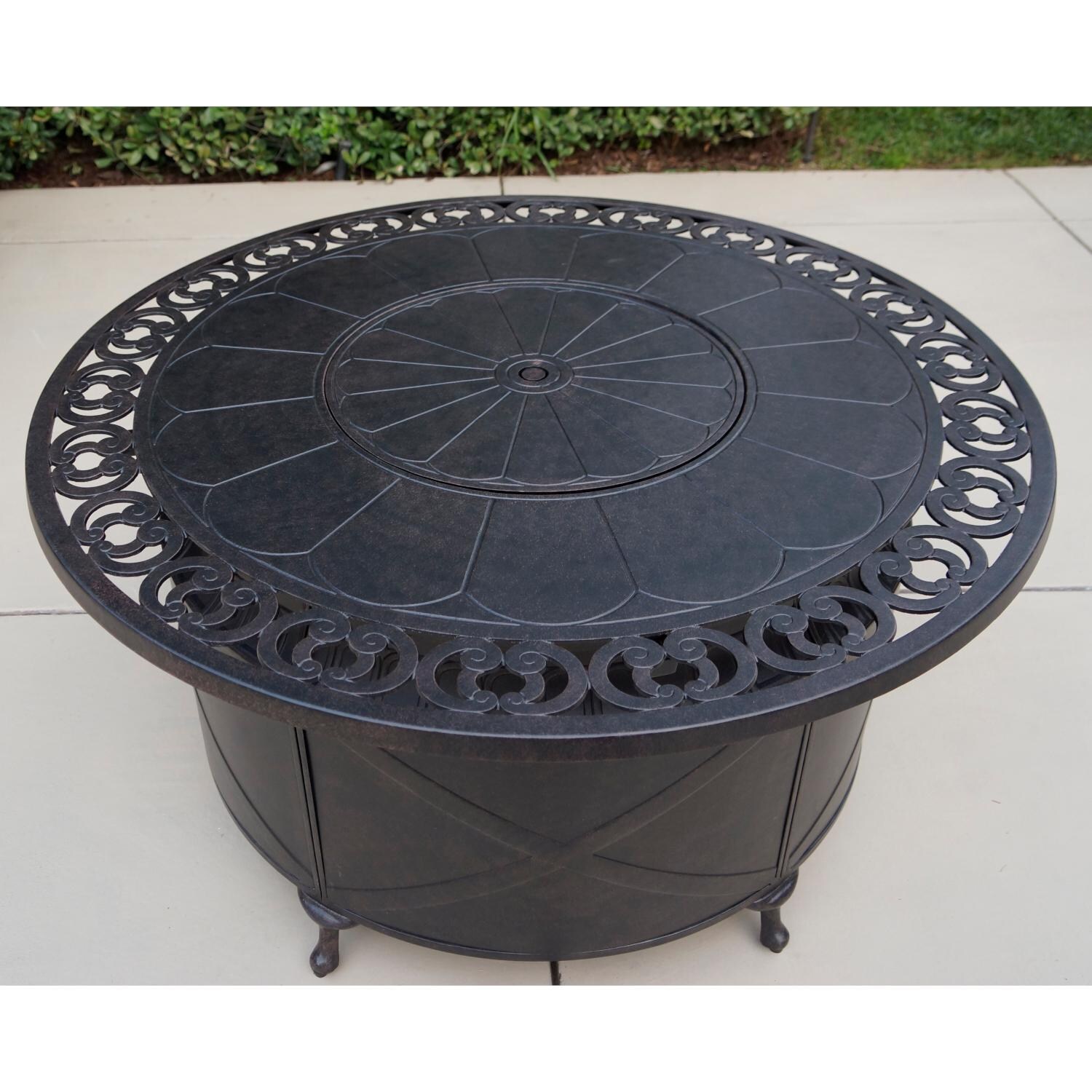 Darlee DL708-5PCR-35QB Elisabeth Cast Aluminum 47 Inch Fire Pit Table - Top View thumbnail
