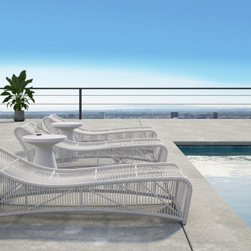 Sunset West - Miami 5 Piece Olefin Rope Patio Chaise Set W/ End Tables thumbnail