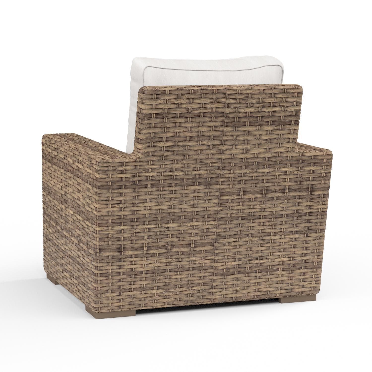 Sunset West - 1701-21-5492 - Havana Resin Wicker Patio Club Chair W/ Sunbrella Canvas Flax Cushions - Rear View - White Background thumbnail