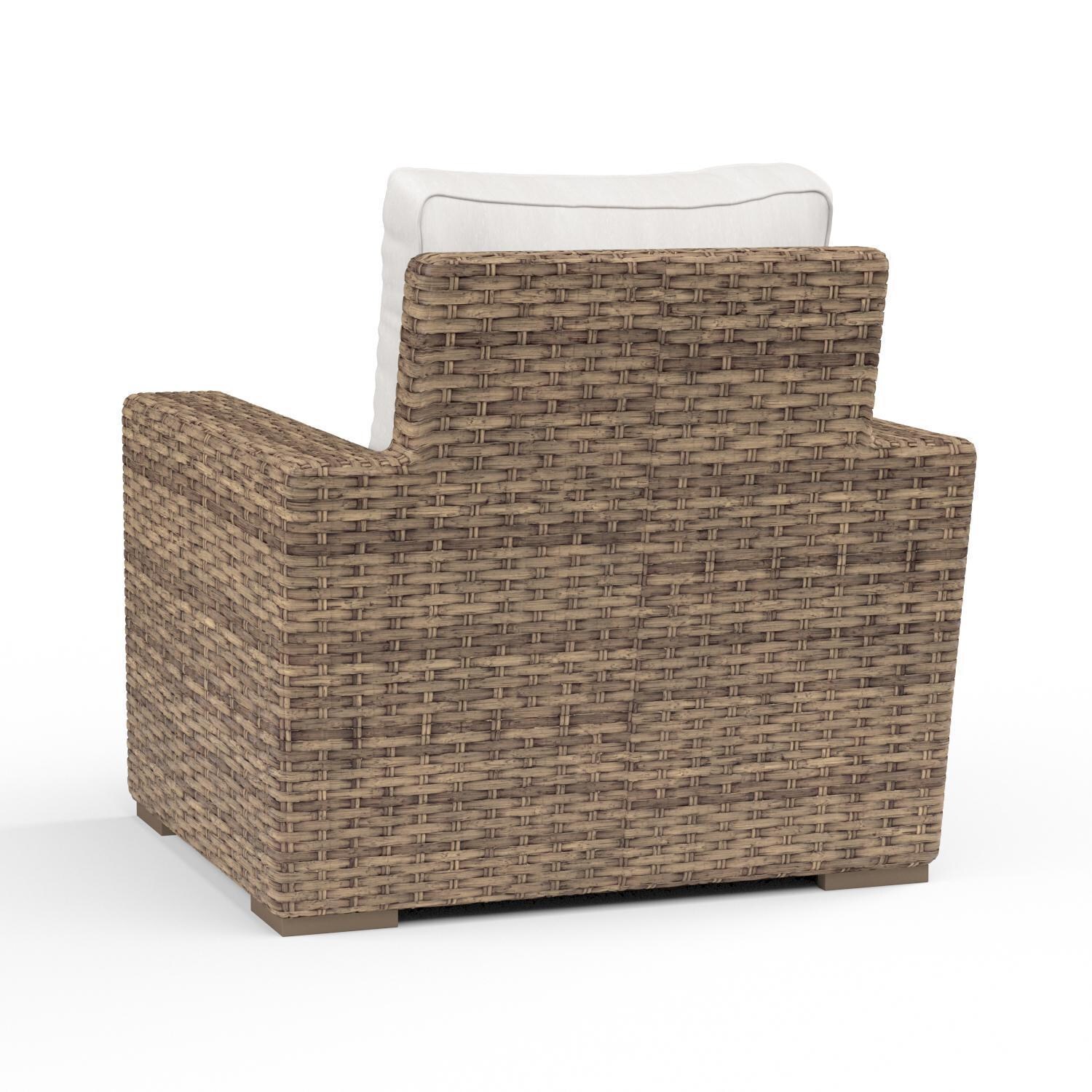 Sunset West - 1701-21-5492 - Havana Resin Wicker Patio Club Chair W/ Sunbrella Canvas Flax Cushions - Rear View - White Background thumbnail