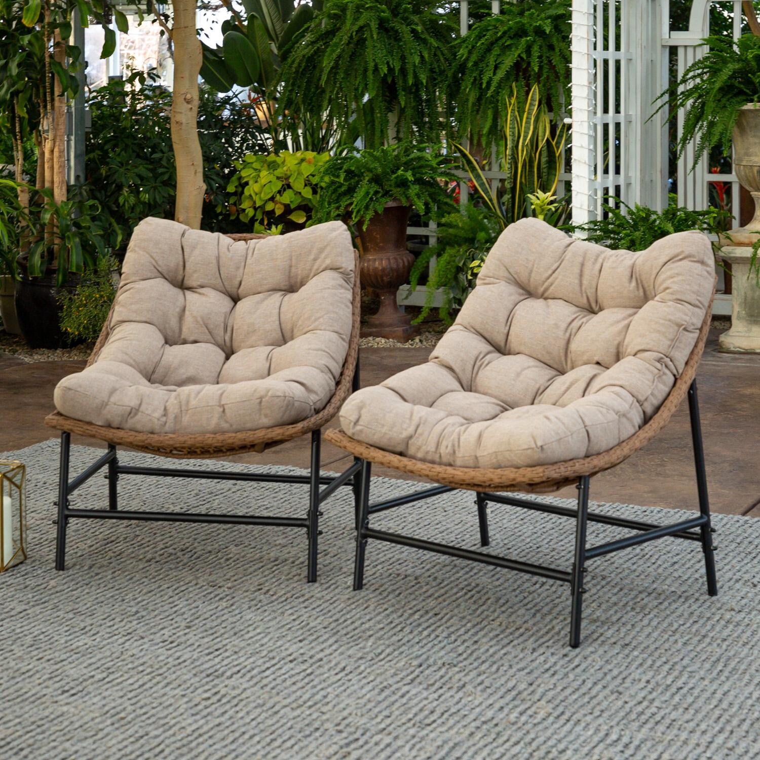 Walker Edison 2 Piece Steel Patio Conversation Set - Natural image