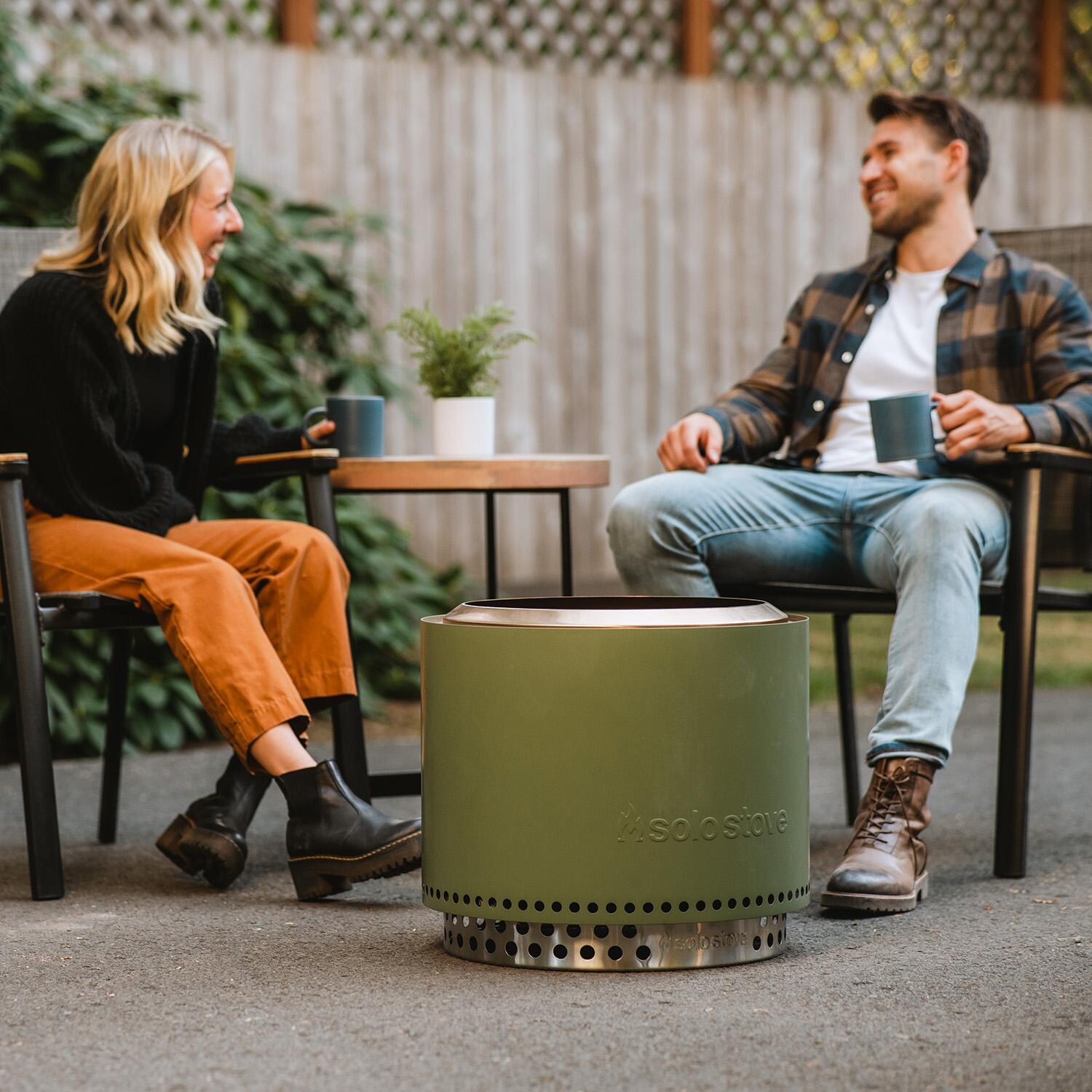 Solo Stove SSYUK-SD-27-2.0-ASH Yukon + Stand 27-Inch 2.0 Fire Pit - Ash - Lifestyle (Shown in Deep Olive) thumbnail