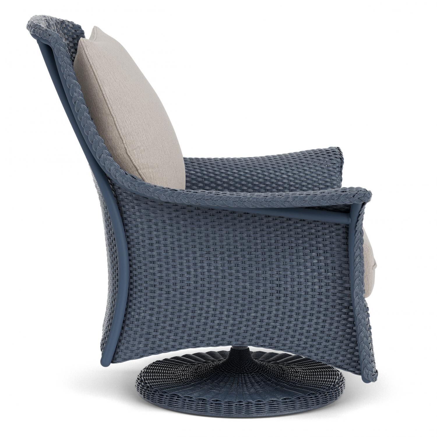Lloyd Flanders Mandalay Swivel Rocker Lounge Chair in Denim Blue Finish with Remy Cloud Fabric - Side thumbnail