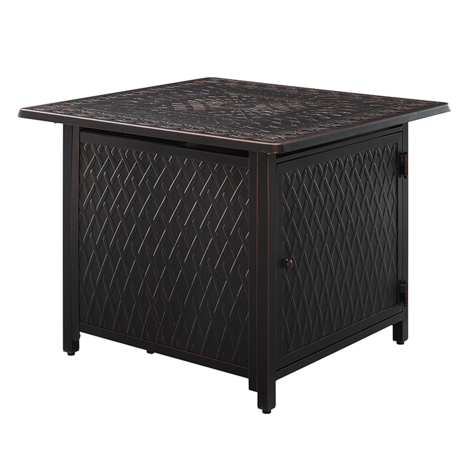 Ultimate Patio SC63694 Palm Way 32-Inch Square Aluminum Propane Fire Pit Table - Full View thumbnail