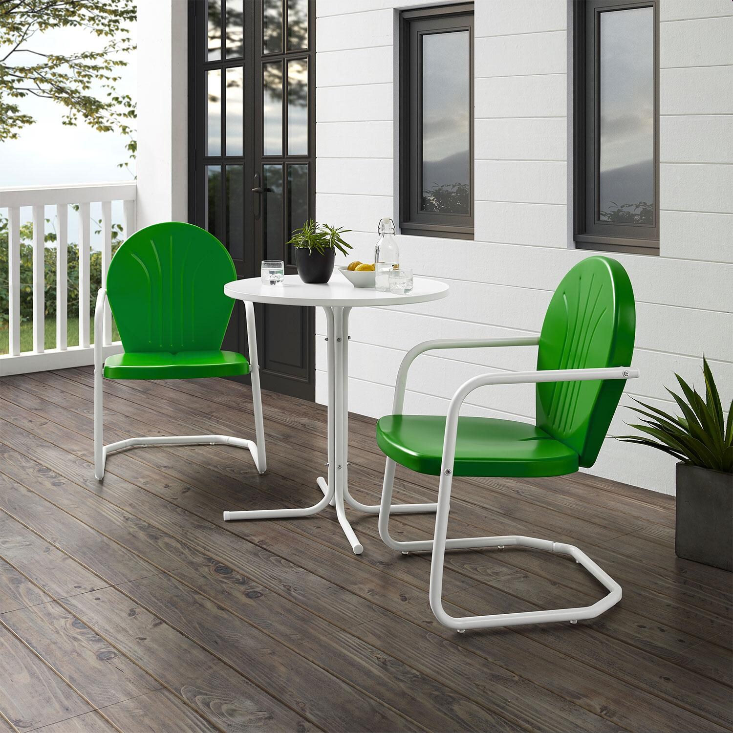 Ultimate Patio Ashview 3Pc Retro Outdoor Bistro Set in Kelly Green