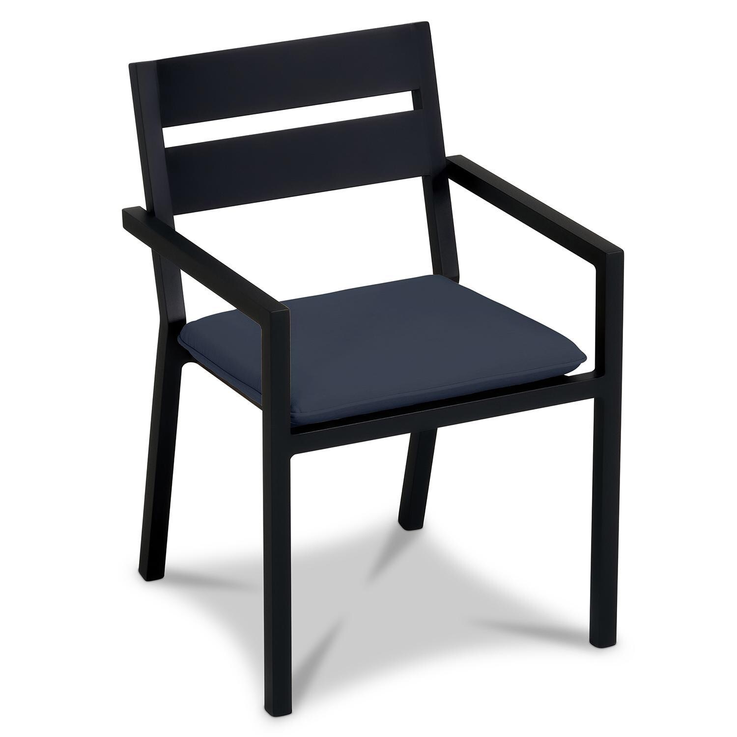Calm Bay Aluminum Dining Arm Chair in Black/Spectrum Indigo by Lakeview Outdoor Designs