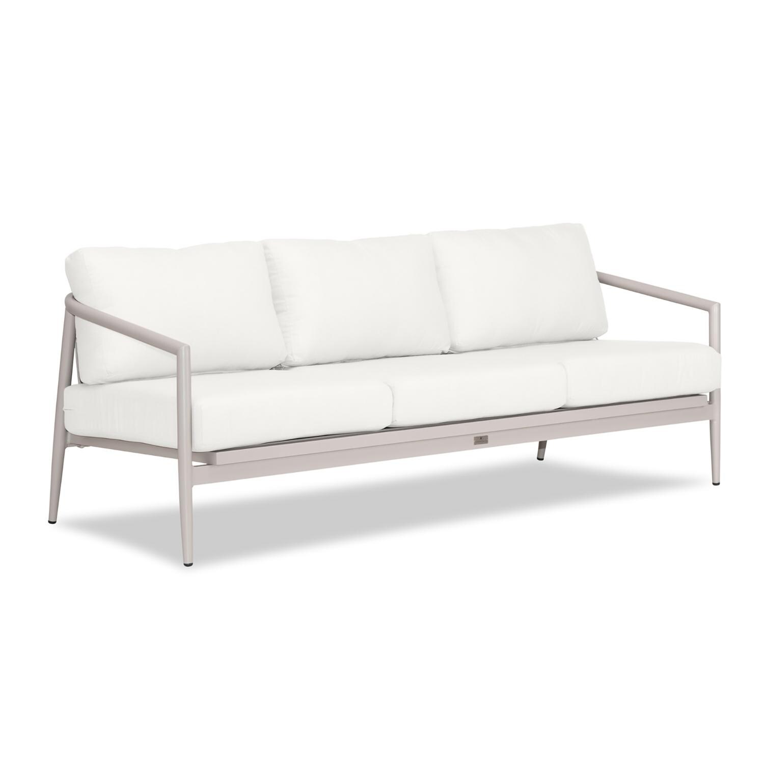 Lakeview Midnight Cove 3 Person Aluminum Sofa in Urban Stone/Carrera/Canvas Natural - Angled - White Background thumbnail