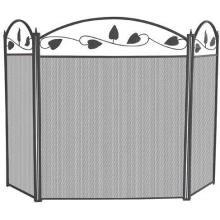 UniFlame 52-Inch 3 Fold Black Leaf-Style Fireplace Screen - S-1037 image
