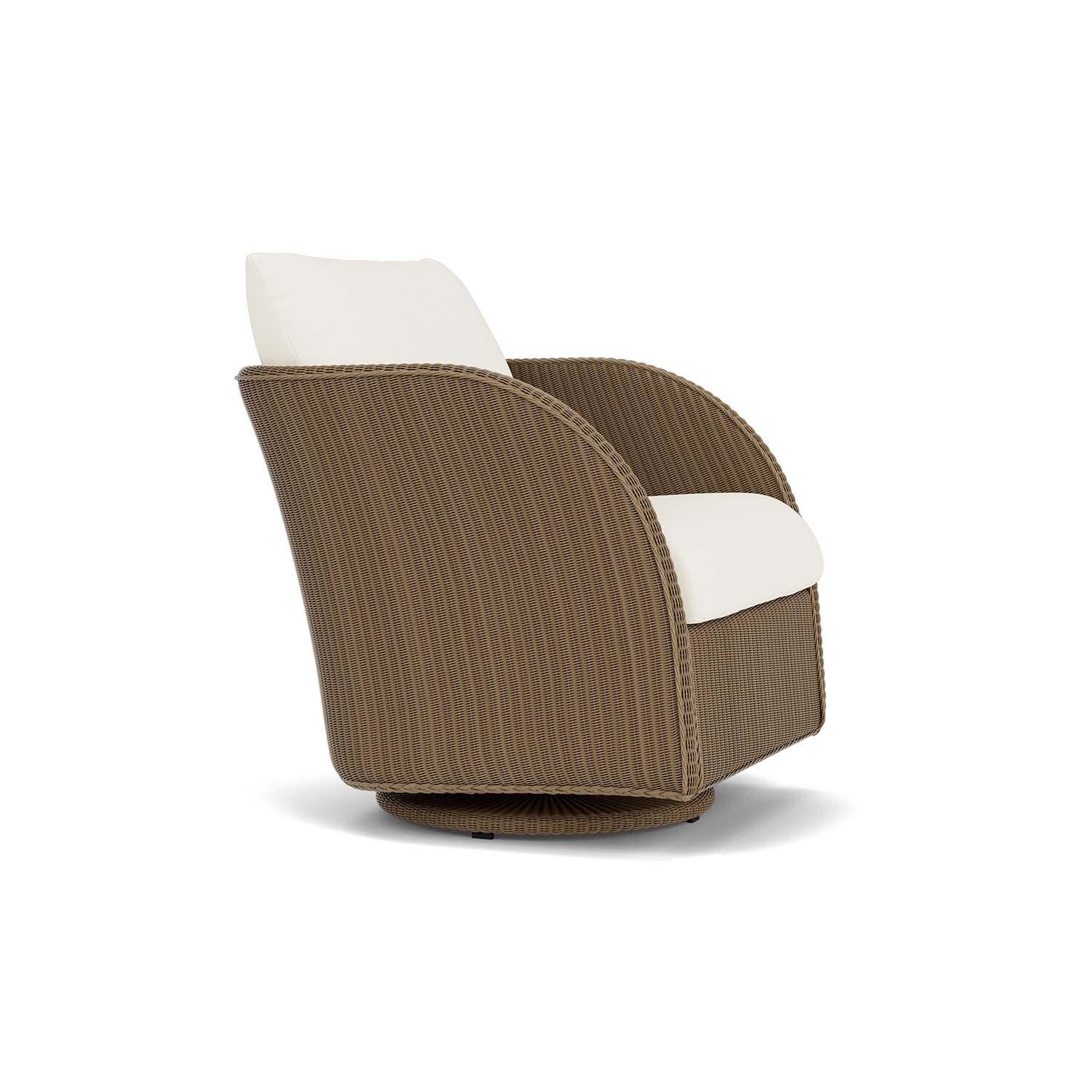 Lloyd Flanders Essence Swivel Glider Lounge Chair W/Sailcloth Salt Fabric - Fawn Finish - Angled thumbnail