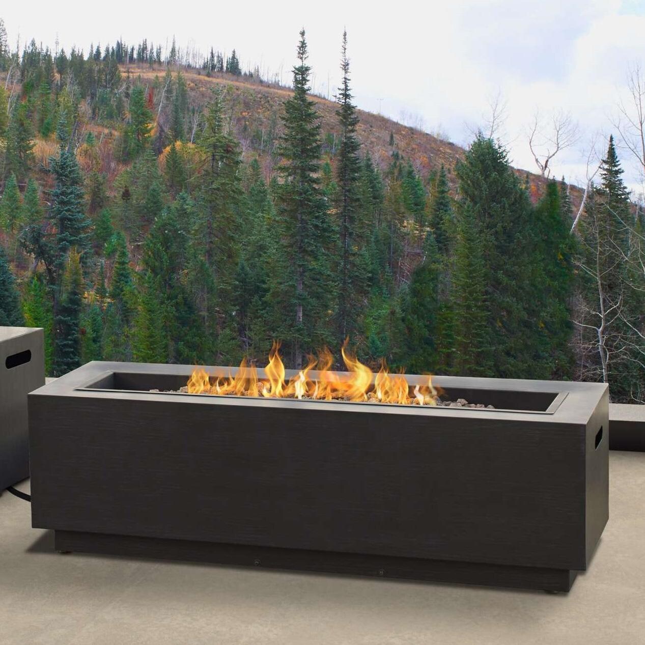 Du Monde 48 Inch Rectangular Steel Propane Fire Pit in Gray by Lakeview Outdoor Designs