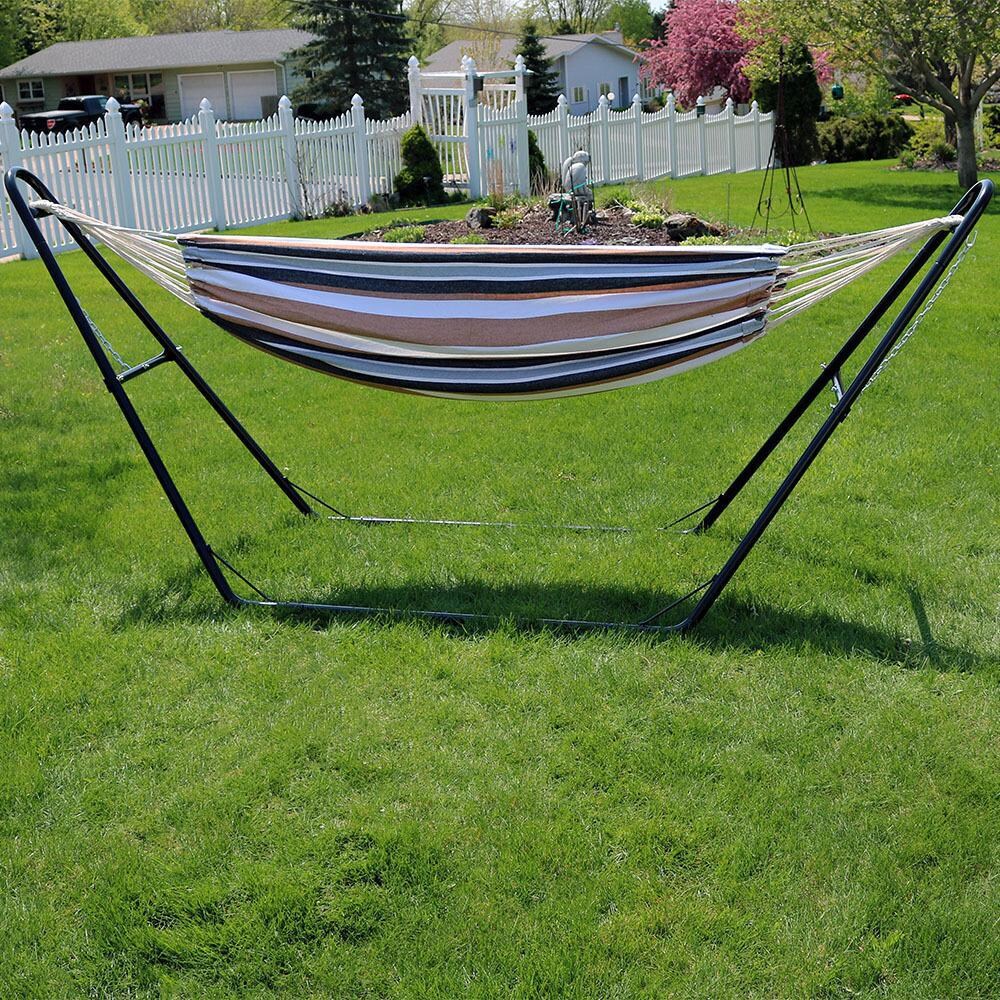 Ultimate Patio Brazilian Double Hammock w/ Universal Stand - Calming Desert - Lifestyle thumbnail