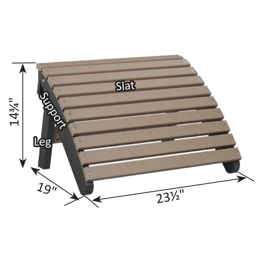 Berlin Gardens Folding Adirondack Footstool - Smoke Gray - Dimensions thumbnail