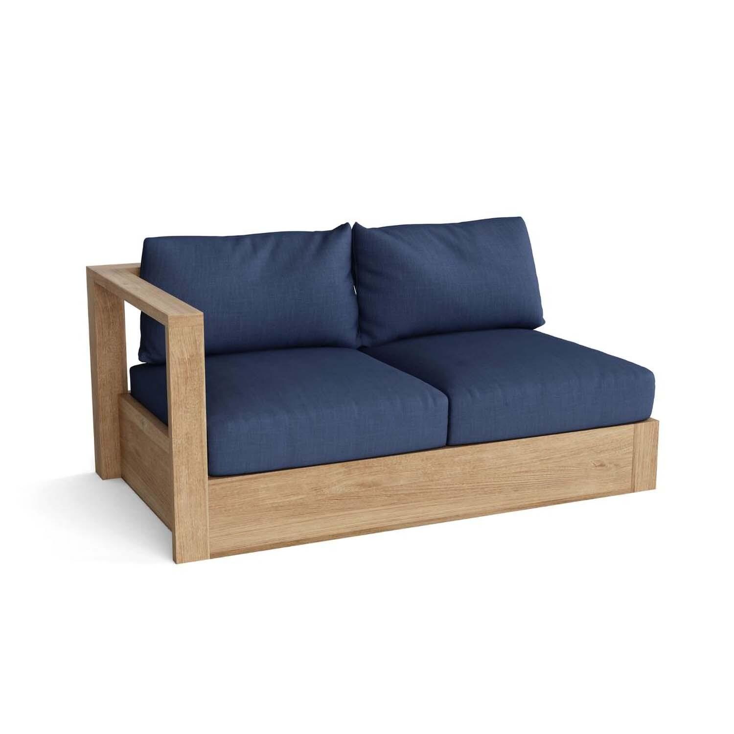 Pointebelle 5 Pc Teak Seating Set in Canvas Navy by Lakeview Outdoor Designs - Right Arm Sofa - White Background thumbnail