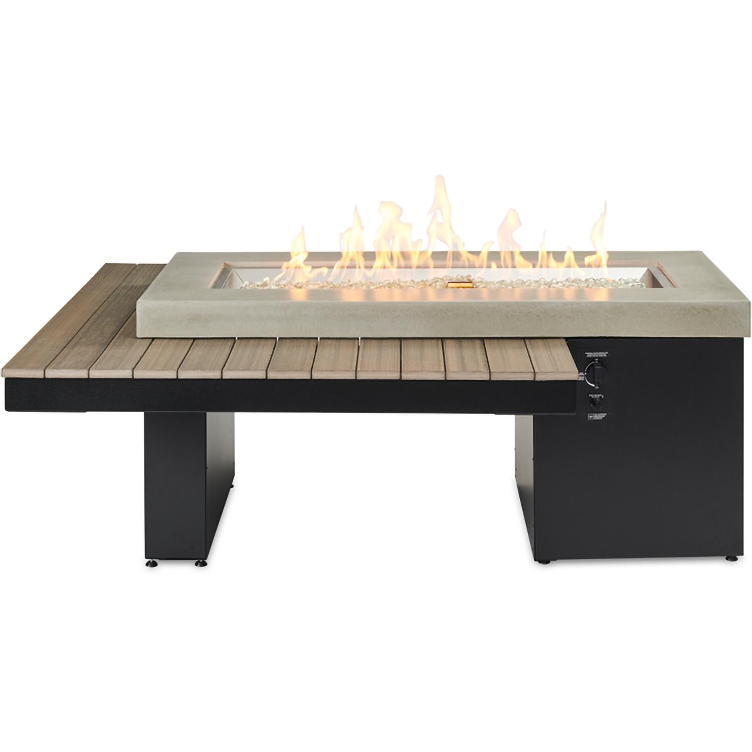 Lakeview Outdoor Designs Emfield 65 Inch Rectangular Aluminum Natural Gas w/ Electronic Ignition Fire Pit Table in Coastal Grey (Ships as Propane w/ Conversion Kit) - Front - White Background thumbnail