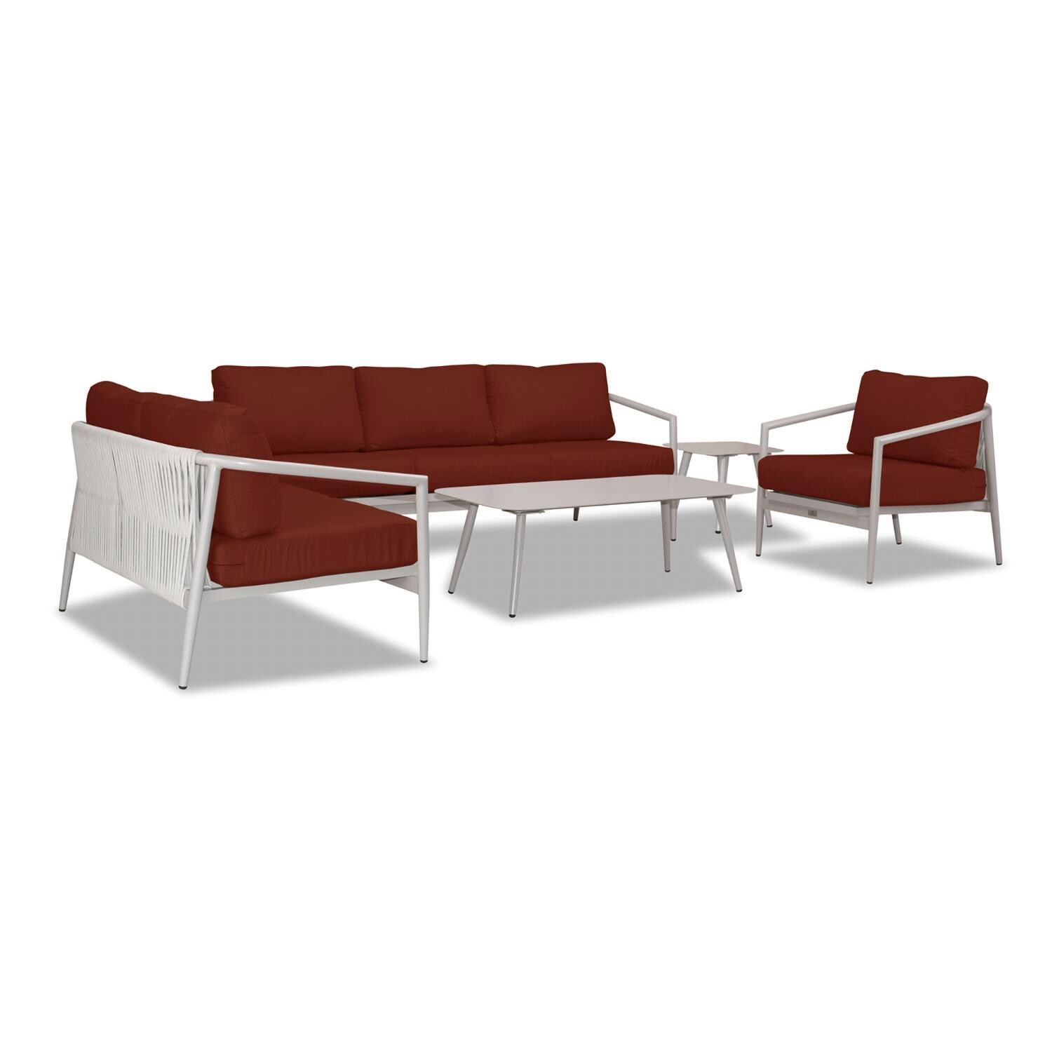 Lakeview Midnight Cove 5 Pc Aluminum Sofa Seating Set in Urban Stone/Canvas Henna - Angled - White Background thumbnail
