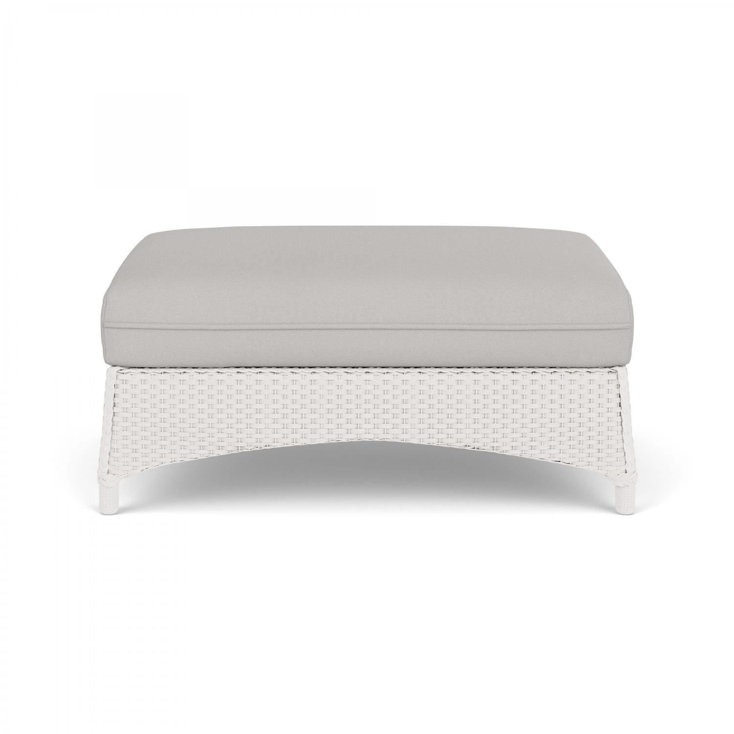 Lloyd Flanders Mandalay Large Ottoman in White Finish with Tundra Dove fabric thumbnail