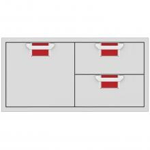 Aspire By Hestan 42-Inch Double Drawer And Single Storage Door Combo - Matador - AESDR42-RD image