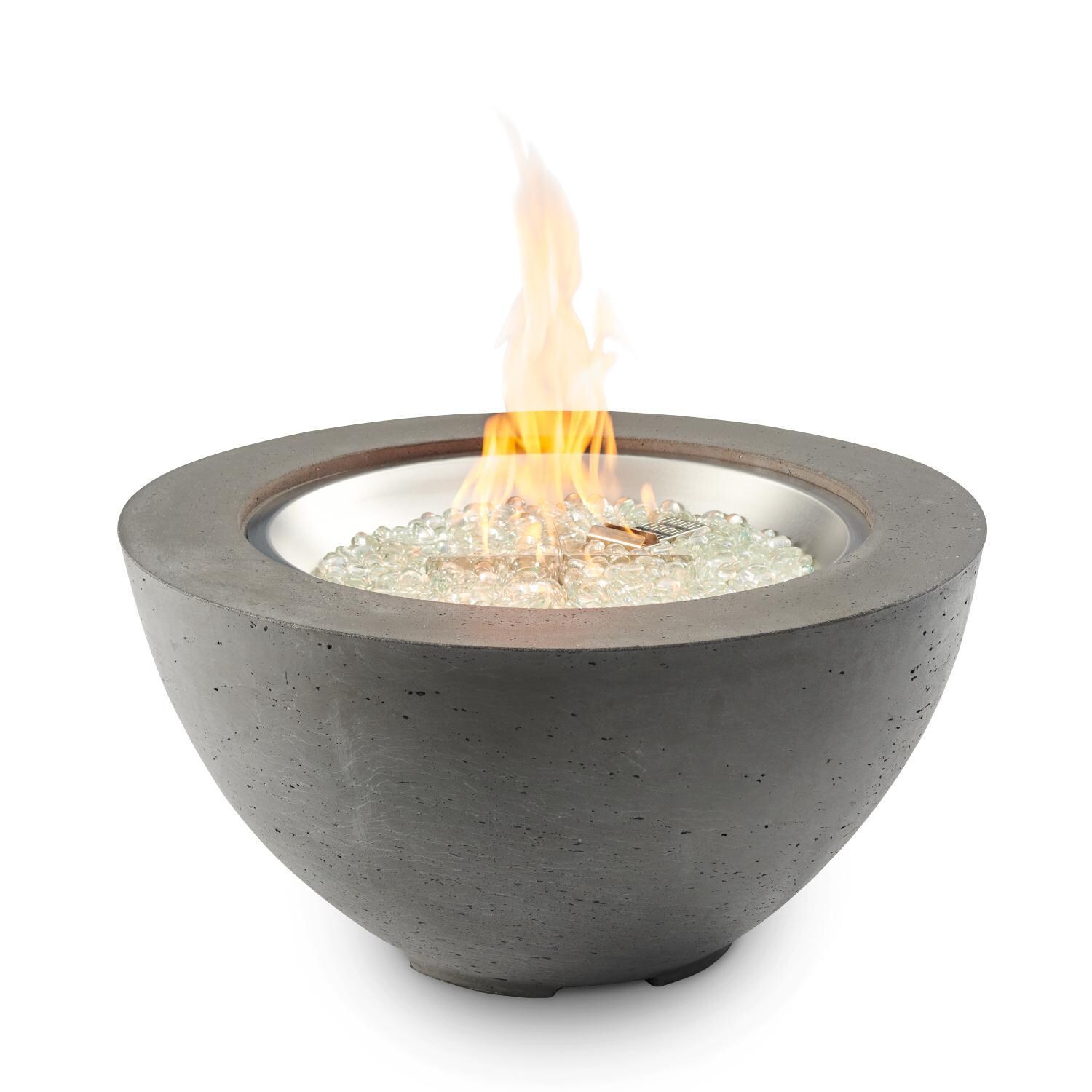 Cove 29 Inch Round GFRC Concrete Natural Gas Fire Bowl in Midnight Mist By The Outdoor GreatRoom Company - White Background thumbnail