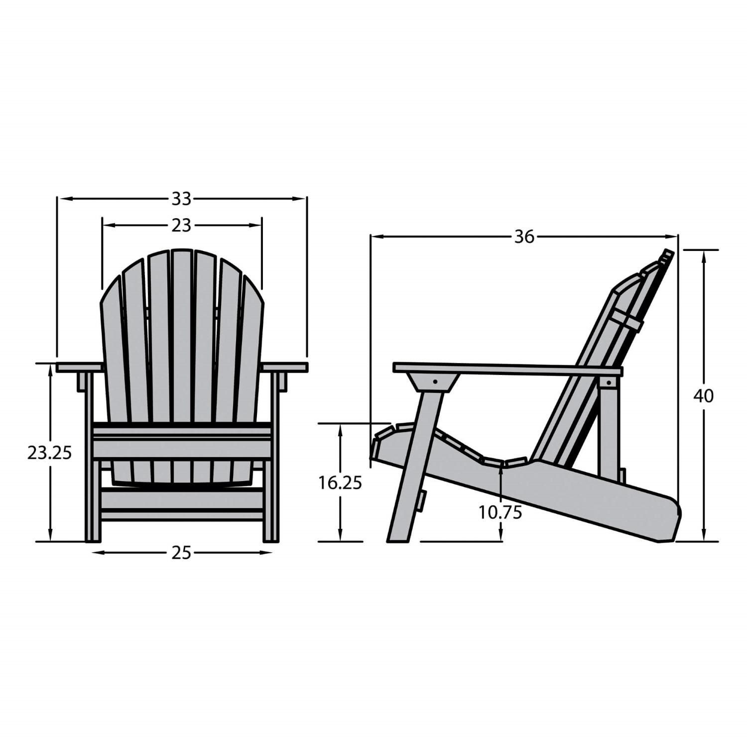 Lakeview King Dream Bay Folding & Reclining Adirondack Chair - Nantucket Blue - Line Drawing thumbnail