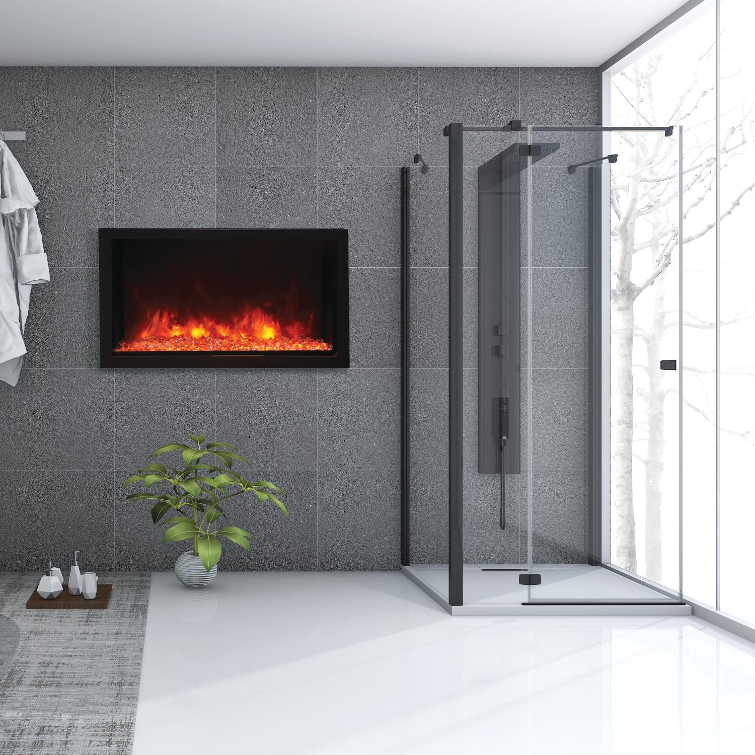 Amantii 40-inch Panorama Deep Extra Tall Electric Fireplace - Orange - Room thumbnail