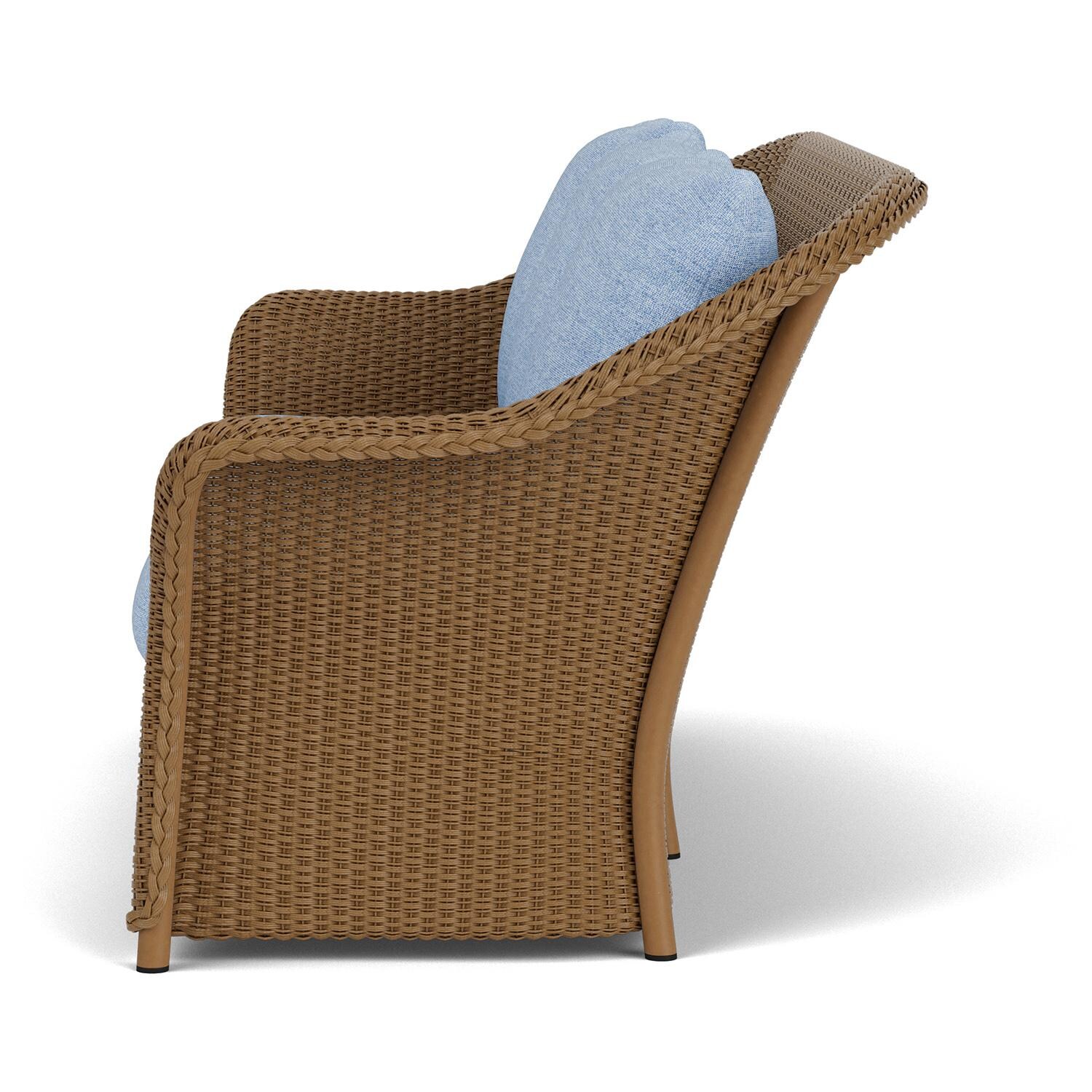 Lloyd Flanders Weekend Retreat Sofa in Hickory Finish W/ Demo Skyway Fabric - Side thumbnail