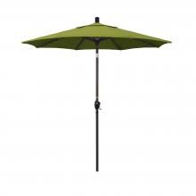 California Umbrella 7.5 Ft. Octagonal Aluminum Push Button Tilt Patio Umbrella W/ Crank Lift & Aluminum Ribs - Bronze Frame / Olefin Kiwi Canopy