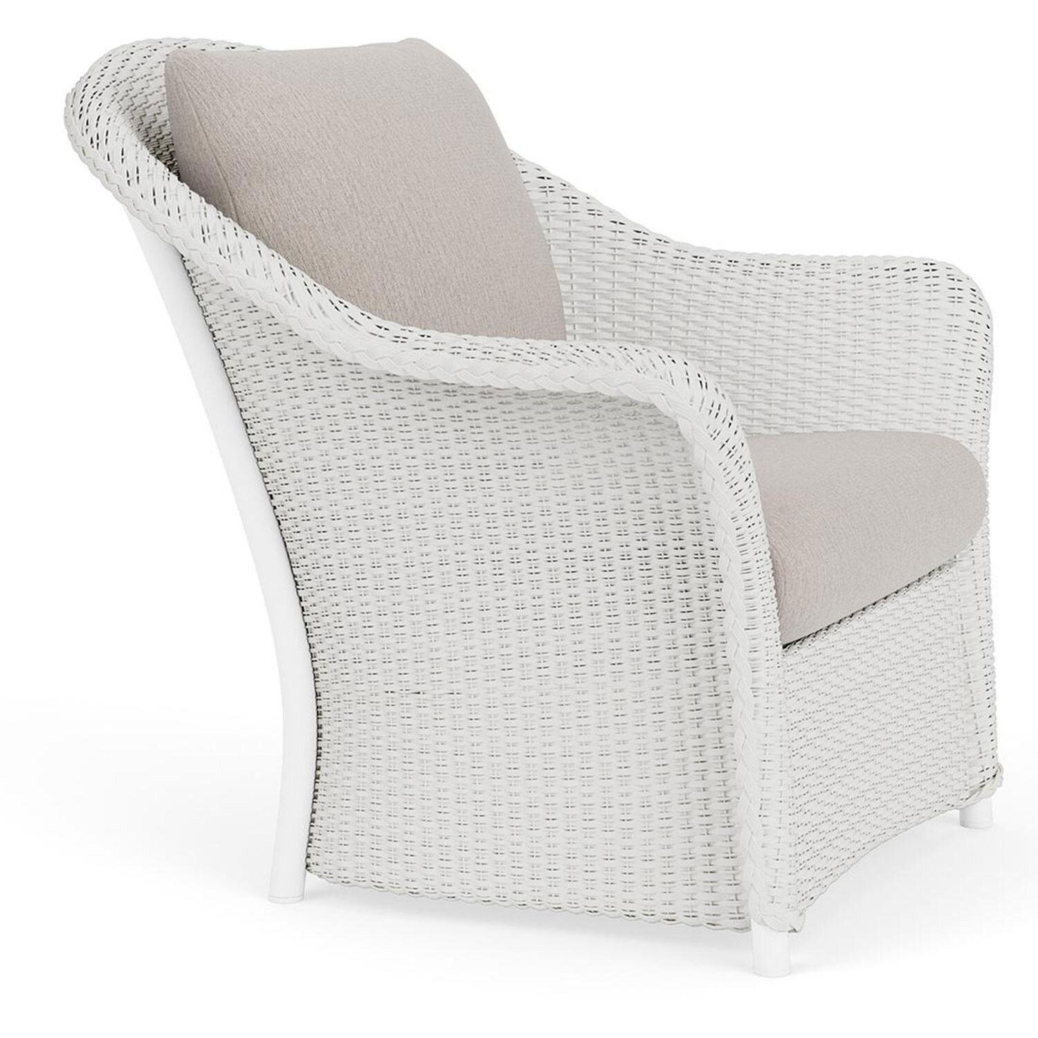 Lloyd Flanders Weekend Retreat Lounge Chair in Matte White Finish W/ Remy Cloud Fabric - Angled thumbnail