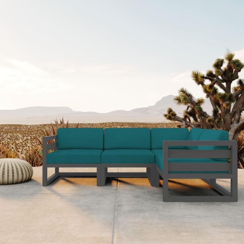 Misty Cove 4 Piece Sectional Set in Slate w/Spectrum Peacock Cushions by Lakeview - Lifestyle thumbnail