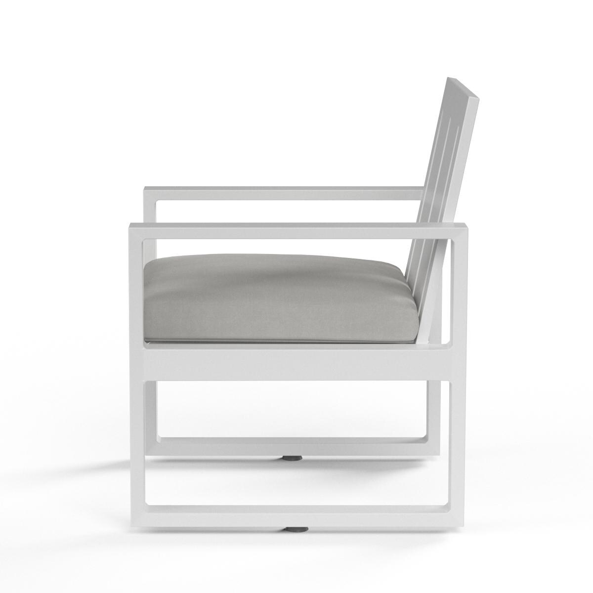 Sunset West - 4801-1-40433 - Newport Aluminum Patio Dining Chair W/ Sunbrella Cast Silver Cushion - Side View thumbnail