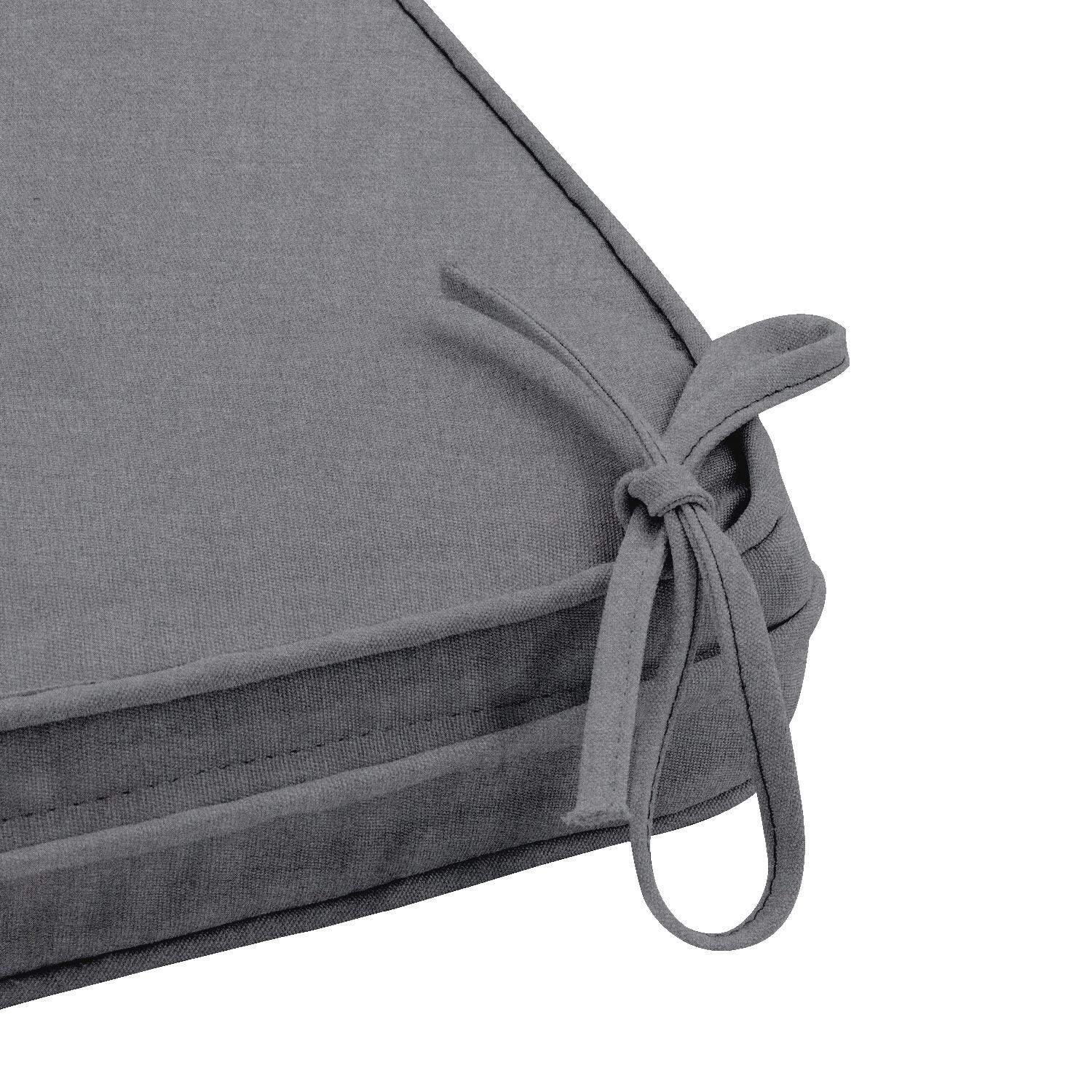 Sunbrella Cast Slate Medium Outdoor Replacement Bench Cushion W/ Piping By UltimatePatio.com - Tie Detail thumbnail
