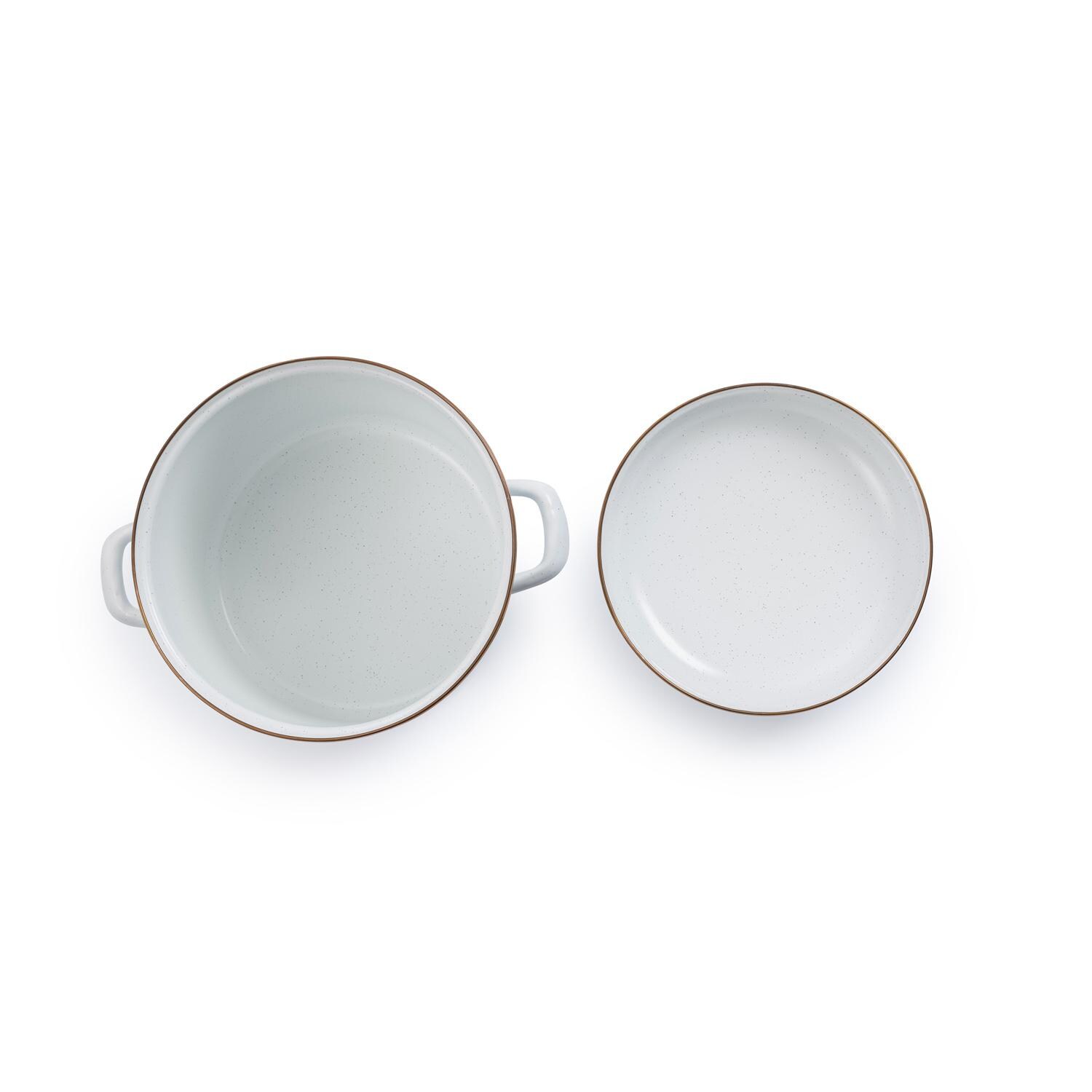 Barebones Living CKW-395 Enamel Stock Pot - Eggshell - Top View thumbnail