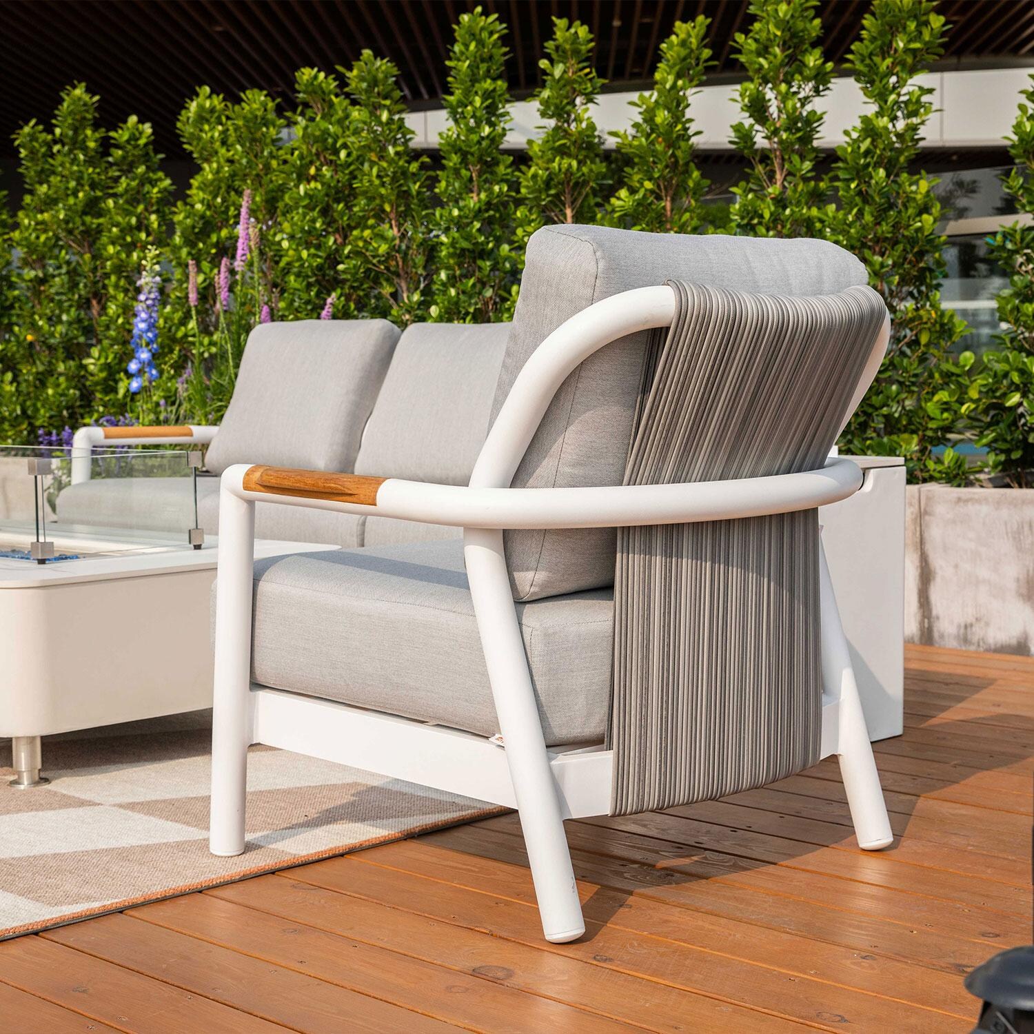 Elementi OS-2501S Santorini Outdoor Aluminum Lounge Chair w/ Sunbrella Cushions - Rear View - Lifestyle thumbnail