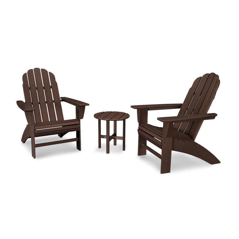 POLYWOOD Vineyard 3 Pc Recycled Plastic Curveback Adirondack Seating Set in Mahogany by - PWS418-1-MA