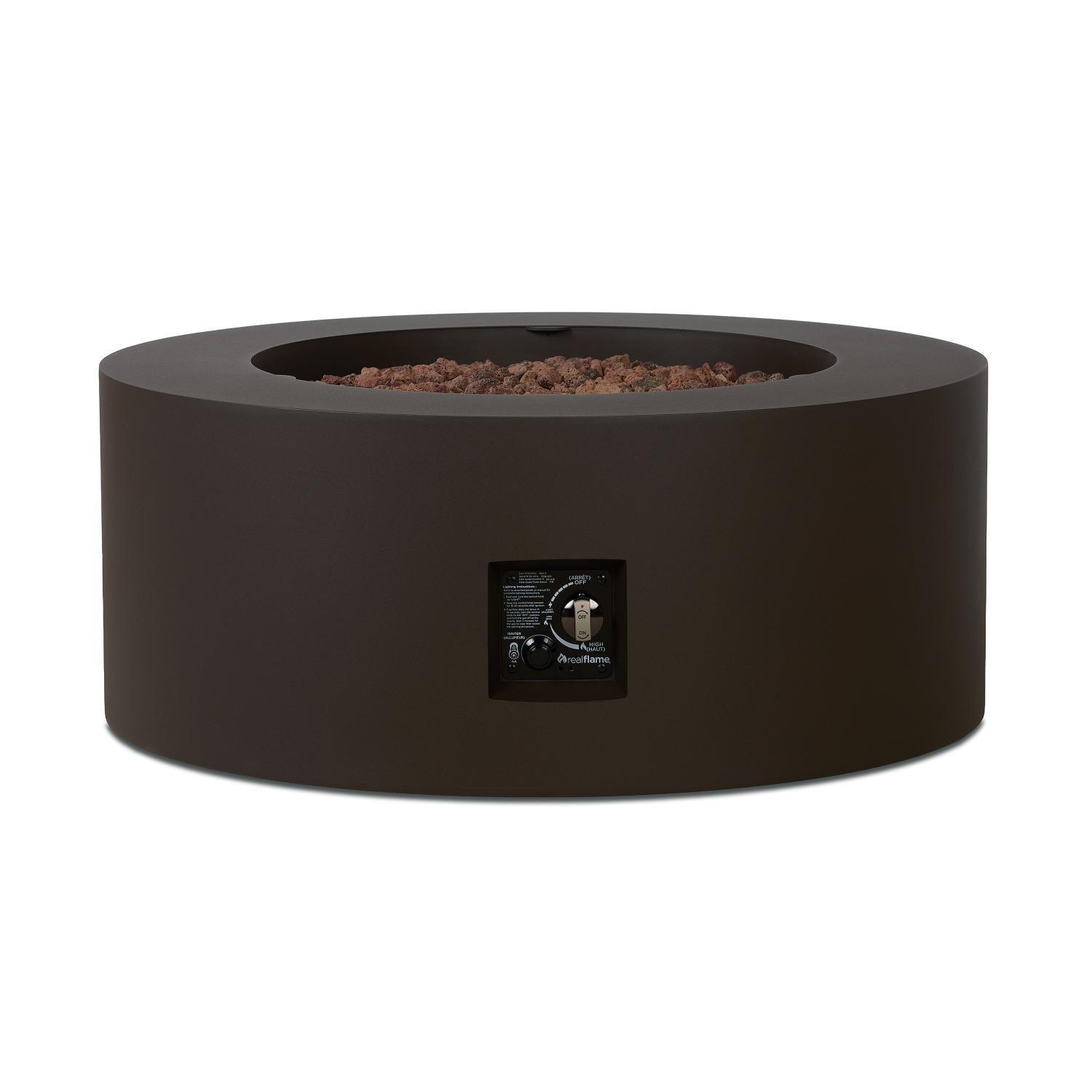 Elysian 36-in Round Steel Propane Fire Pit Table in Dark Bronze by Lakeview Outdoor Designs - Control System - White Background thumbnail