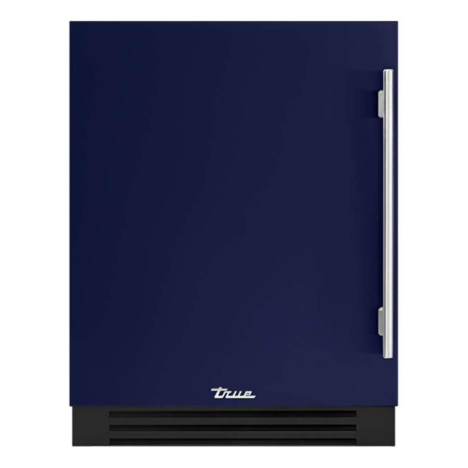 True TUWADA-24-LS-A~078-H04 ADA Height 24 Inch 40 Bottle Left Hinge Outdoor Wine Cabinet - Cobalt w/ Stainless Steel Handle - White Background thumbnail