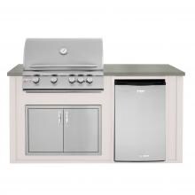 BBQGuys.com 6 Ft BBQ Island With Blaze 32-Inch Propane Gas Grill, Double Access Door & Compact Refrigerator - Greige/Gray - BLZAD4.5LP-6VP4PGNG image