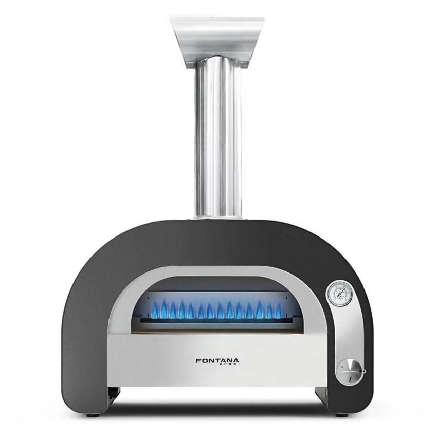 Fontana Forni FFMAES60 + FFPD-MINI Maestro 60 Gas Fired Pizza Oven on Mini Pizza Desk - Oven - White Background thumbnail