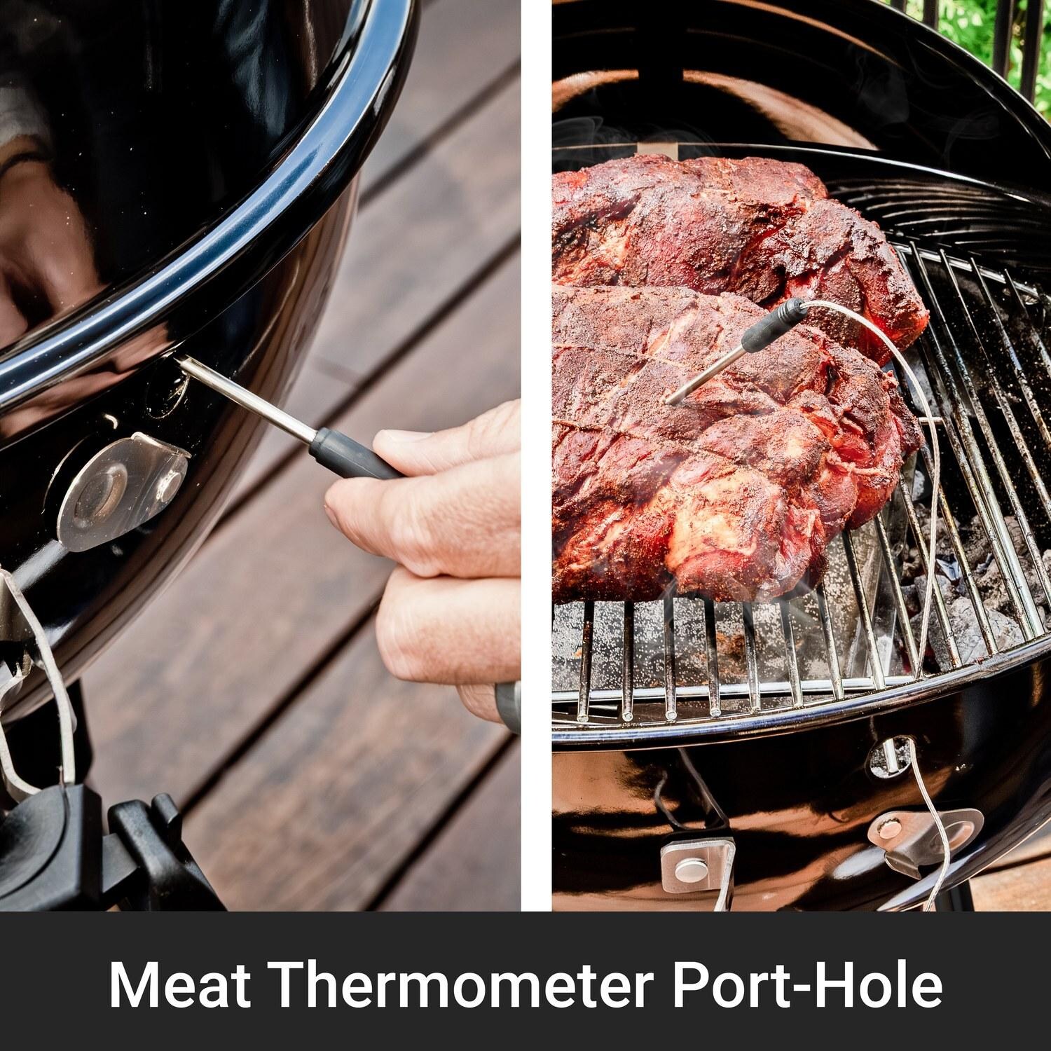 Broil King 401110B Kettle 22 1/2-in Crown Charcoal Grill - Black - Meat Thermometer Port-Hole - Detail thumbnail