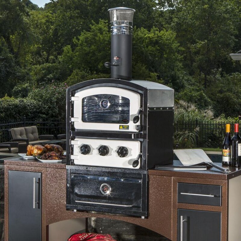 Alto 19Inch Countertop WoodFired Outdoor Pizza Oven And Smoker Ecru White 821003