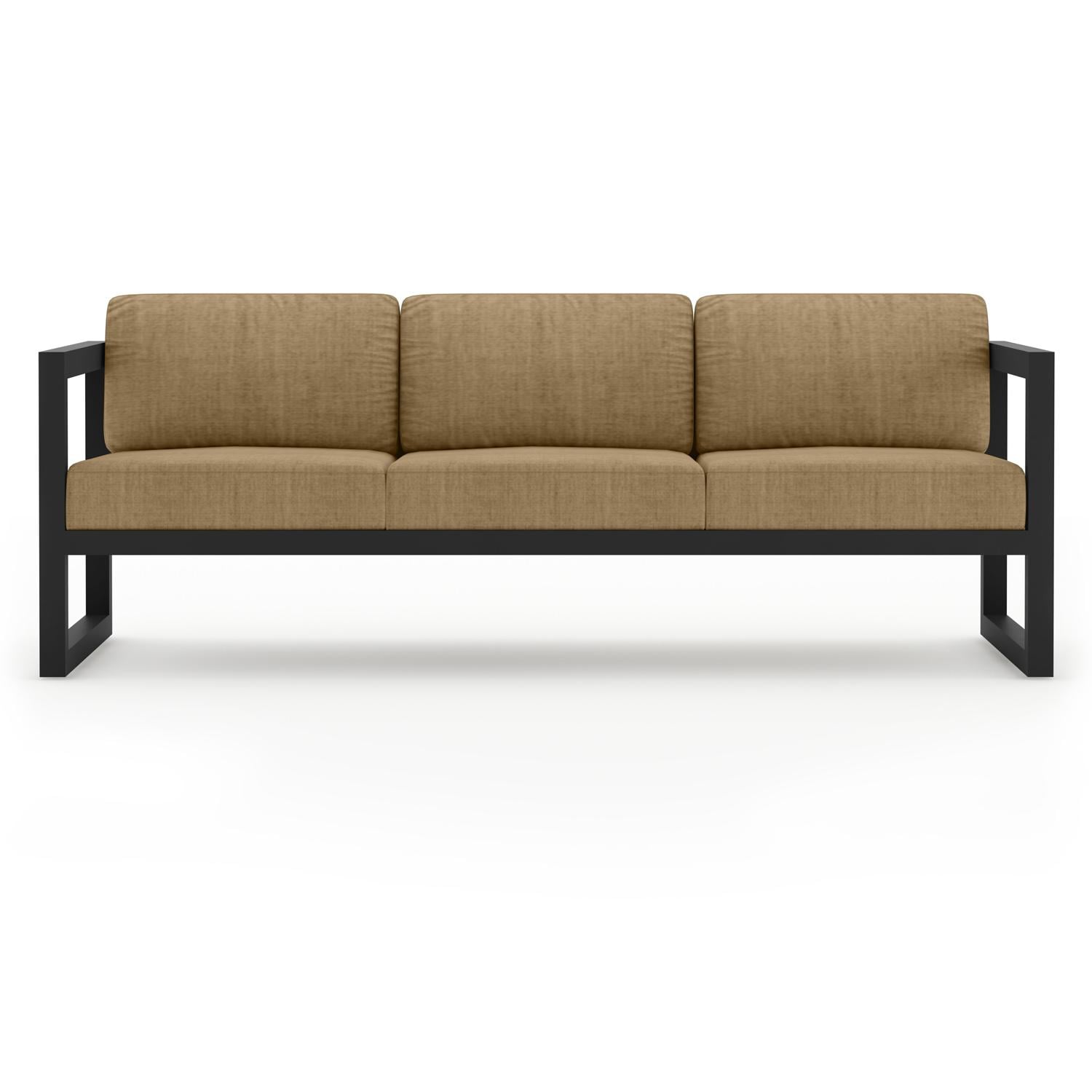 Misty Cove 3 Person Aluminum Sofa in Black/Heather Beige by Lakeview Outdoor Designs